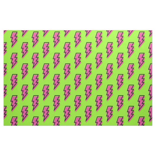 Neon Green & Pink Lightning Bolt Pattern der 90er  Stoff (Fat Quarter (45,7 x 55,9 cm))