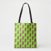 Neon Green & Pink Lightning Bolt Pattern der 90er Tasche (Vorderseite)