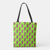 Neon Green & Pink Lightning Bolt Pattern der 90er  Tasche (Rückseite)