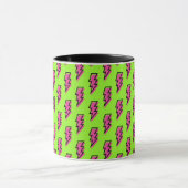 Neon Green & Pink Lightning Bolt Pattern der 90er  Tasse (Zentrum)