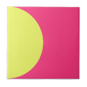 Neon Green Pink Retro Half Circle Mid Mod Abstrakt Fliese (Vorderseite)