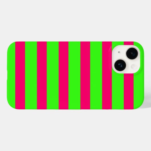 Neon Green & Pink Striped iPhone Case – Customize (Rückseite (Horizontal))
