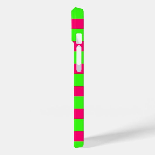 Neon Green & Pink Striped iPhone Case – Customize (Rückseite / Links)