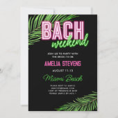 Neon Green & Pink Tropical Bachelorette Wochenende Einladung (Vorderseite)