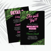 Neon Green & Pink Tropical Bachelorette Wochenende Einladung