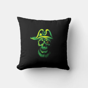 Neon Green Pirate Skull Kissen
