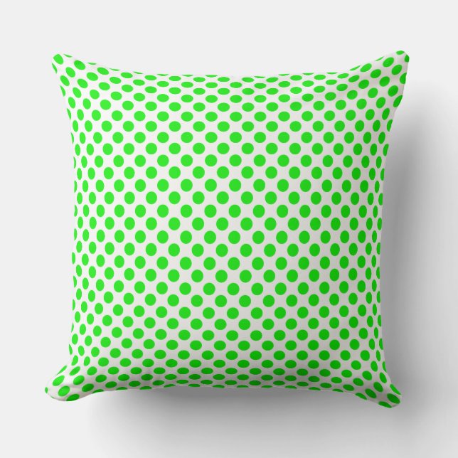 Neon Green Polka /dotsThrow Kissen (Vorderseite)
