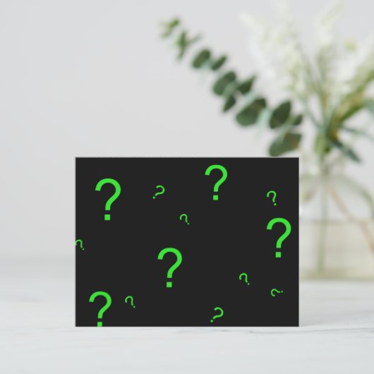 Neon Green Question Mark Postkarte (Stehend Vorderseite)