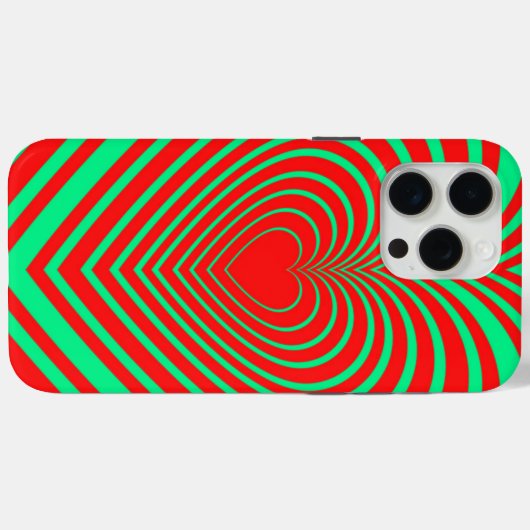 Neon Green Red Hypnotic Heart Liebe Pattern Case-Mate iPhone Hülle (Rückseite (Horizontal))