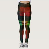 Neon Green Red Plaid Buffalo Grunge Leggings (Vorderseite)