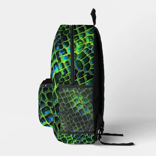 Neon Green Reptile Snake Monogram Bedruckter Rucksack (Rechts)