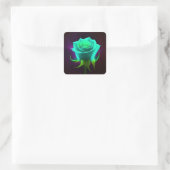 Neon Green Rose Quadratischer Aufkleber (Tasche)