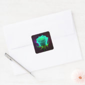 Neon Green Rose Quadratischer Aufkleber (Umschlag)