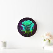 Neon Green Rose Runde Wanduhr (Zuhause)