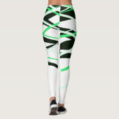 Neon Green Schwarz-weiß Stripes geometrisch Leggings (Rückseite)