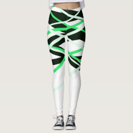 Neon Green Schwarz-weiß Stripes geometrisch Leggings
