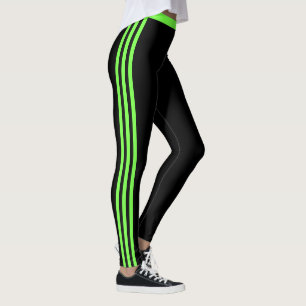 Neon Green Side Strip Schwarze Leggings wählen Far