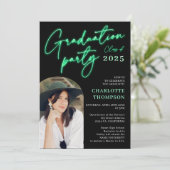 Neon green sign Skript Spaß Abschluss Foto arch Einladung (Stehend Vorderseite)