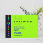 NEON GREEN SIGNS Bar Bat Mitzvah Einladung (Stehend Vorderseite)