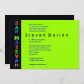 NEON GREEN SIGNS Bar Bat Mitzvah Einladung (Vorne/Hinten)
