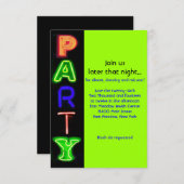 NEON GREEN SIGNS Bar Bat Mitzvah Party Card Einladung (Vorne/Hinten)