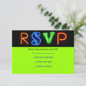 NEON GREEN SIGNS Bar Bat Mitzvah RSVP Card (Stehend Vorderseite)