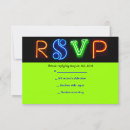 NEON GREEN SIGNS Bar Bat Mitzvah RSVP Card Karte