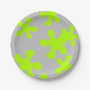 Neon Green Slime Graues Kinderspiel Party Pappteller