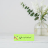 Neon Green Social Media Influencer Instagram Mini Visitenkarte (Stehend Vorderseite)