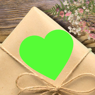 Neon Green Solid Color   Classic Herz-Aufkleber