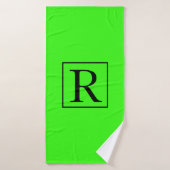 Neon Green Solid farbenfrohe, helle Monogramm-Init Badehandtuch (Badehandtuch)