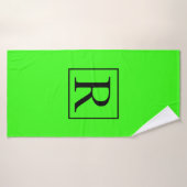 Neon Green Solid farbenfrohe, helle Monogramm-Init Badehandtuch (Badehandtuch)