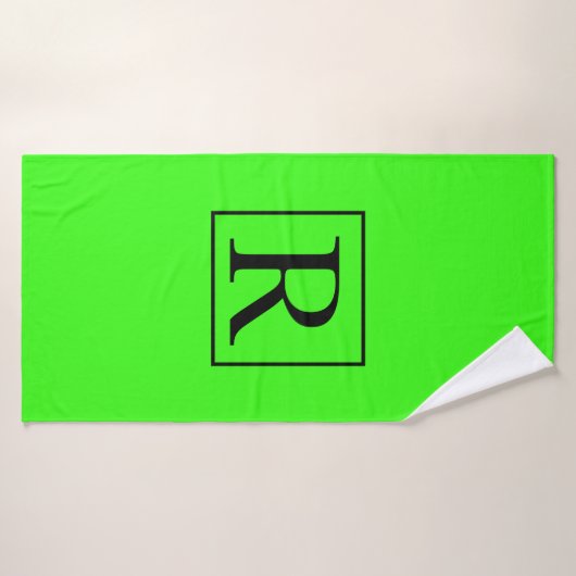 Neon Green Solid farbenfrohe, helle Monogramm-Init Badehandtuch (Badehandtuch)