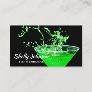 Neon Green Splash Barkeeper and Events Caterer Visitenkarte