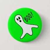 Neon Green Spooky Boo Ghost kids Halloween-Kostüm Button (Vorderseite)