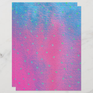 Neon Green Stars Pink Blue Glitzer Look Scrapbook