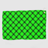 Neon Green Traditional Tartan Muster Kariert Style Golfhandtuch (Horizontal)