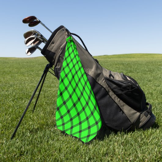 Neon Green Traditional Tartan Muster Kariert Style Golfhandtuch (Gras)