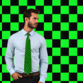 Neon Green und Black Checkerboard Necktie Krawatte