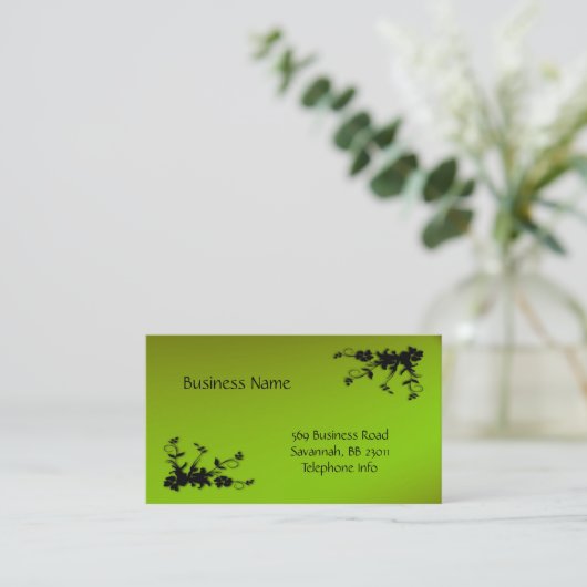 Neon Green und Black Elegante Business Card Visitenkarte (Stehend Vorderseite)