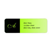 Neon Green und Black Monogram Address Labels (Vorne)