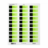 Neon Green und Black Monogram Address Labels (Vorne)