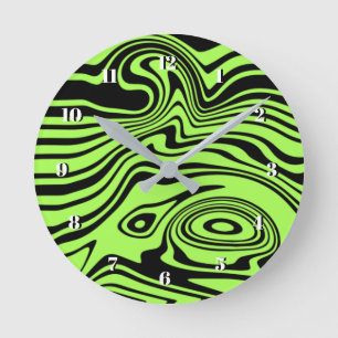 Neon Green und Black Waves Wall Clock wählen Farbe Runde Wanduhr
