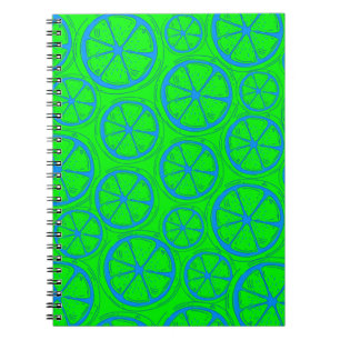 Neon Green und Blue Lemon Retro Spring & Summer Notizblock