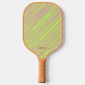 Neon Green und Brown Modern Monogram Pickleball Schläger (Rückseite)
