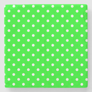 Neon Green und White Polka Dots Square Untersetzer