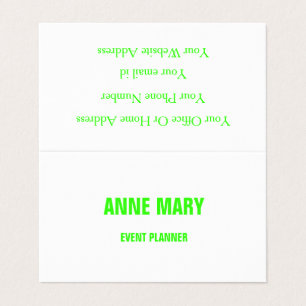 Neon Green White Custom Color Wedding Event Trendy Visitenkarten