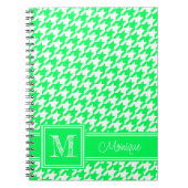 Neon Green White Hahnentrittmuster | Modernes Mono Notizblock (Vorderseite)