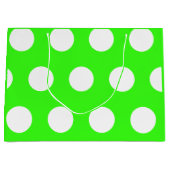 Neon Green White Large Polka Dots Große Geschenktüte (Vorderseite)