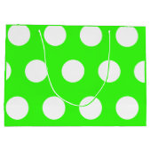 Neon Green White Large Polka Dots Große Geschenktüte (Rückseite)
